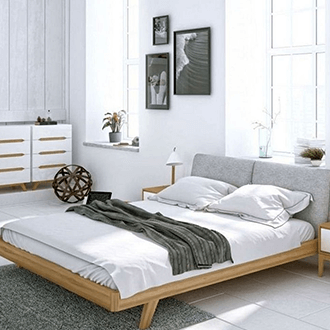 Schlafzimmer im skandinavischen Stil Inspiration schlichtes Bett